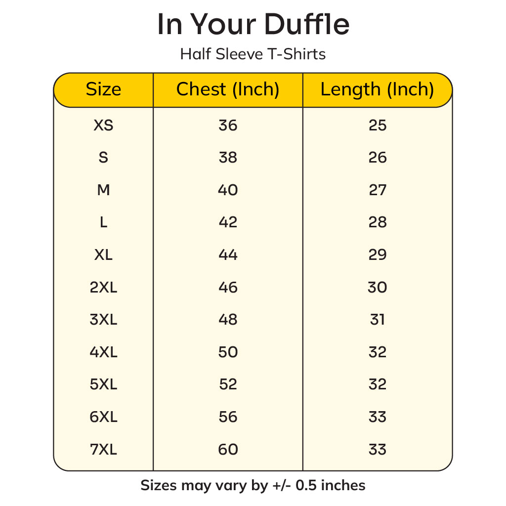 size charts_In Your Duffle Half Sleeve Regular