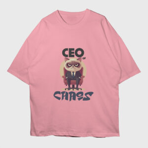 ceo-of-chaos-flamingo-pink-premium-oversized-tshirt
