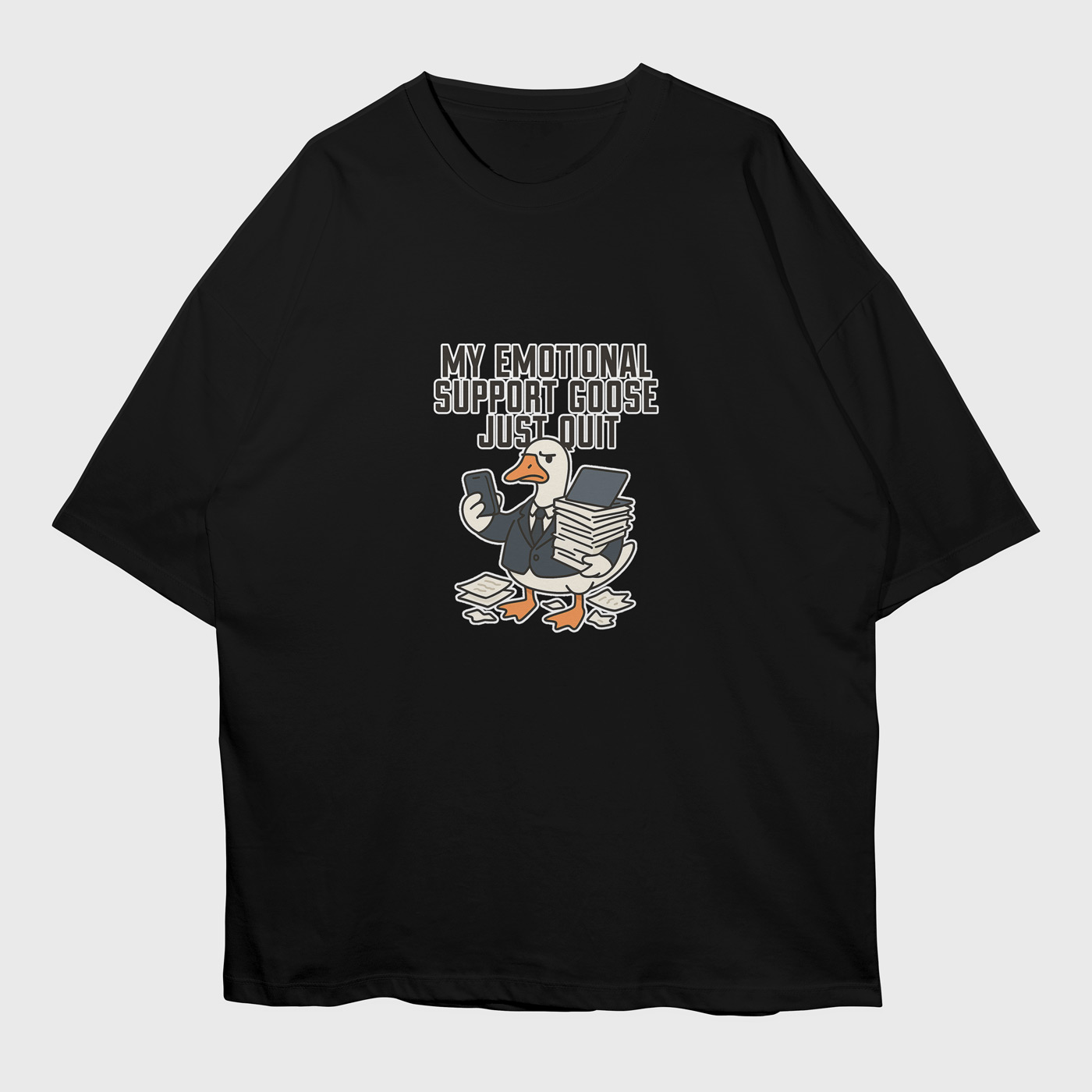 emotional-support-goose-black-premium-oversized-tshirt