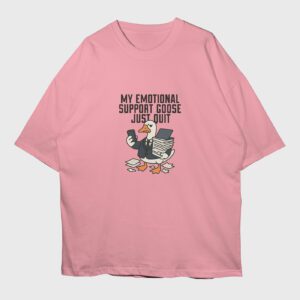 emotional-support-goose-flamingo-pink-premium-oversized-tshirt