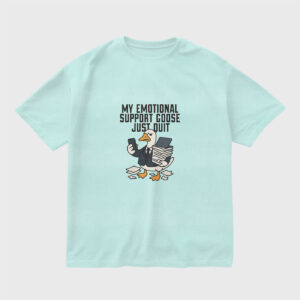 emotional-support-goose-mint-blue-regular-oversized-tshirt