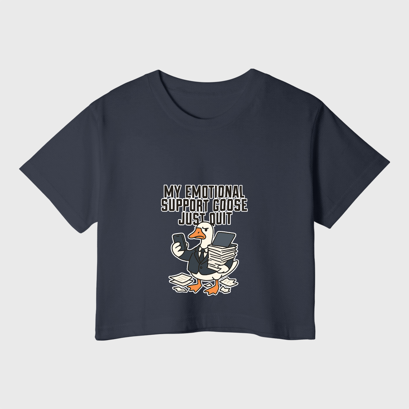 emotional-support-goose-navy-blue-baby-tees-crop-tops
