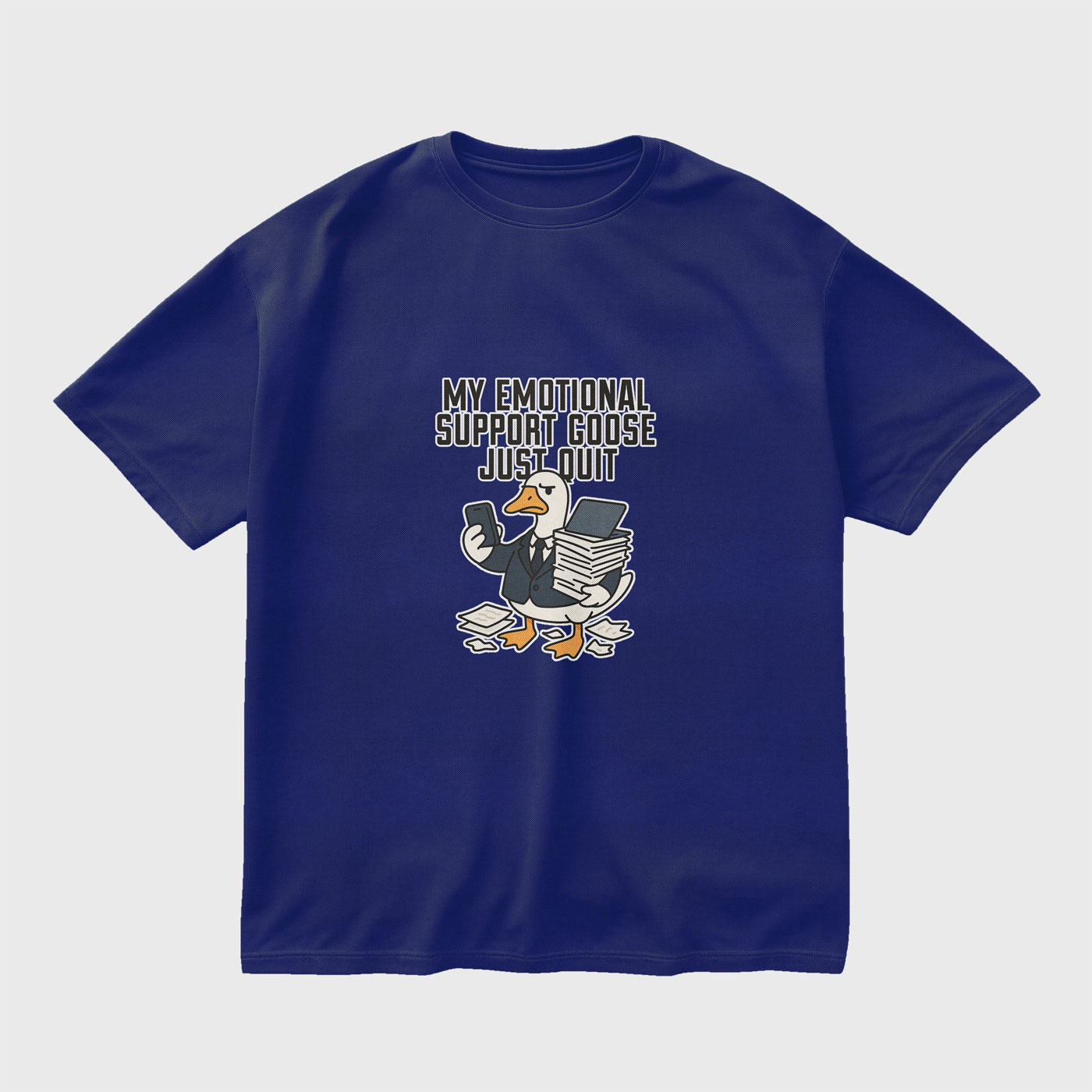 emotional-support-goose-royal-blue-regular-oversized-tshirt