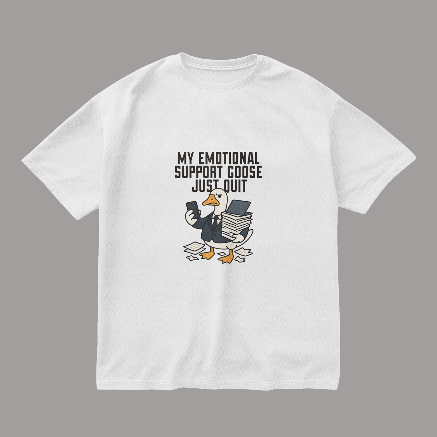 emotional-support-goose-white-regular-oversized-tshirt