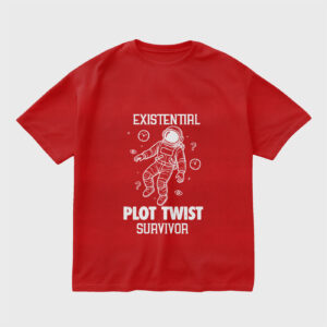 existential-plot-twist-survivor-red-regular-oversized-tshirt
