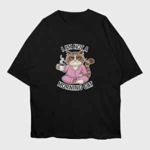 im-not-a-morning-cat-black-premium-oversized-tshirt