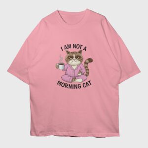 im-not-a-morning-cat-flamingo-pink-premium-oversized-tshirt