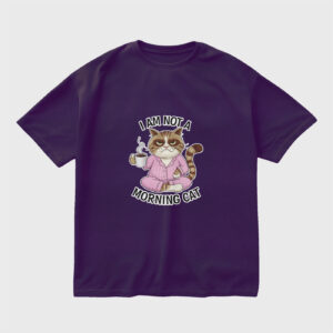 im-not-a-morning-cat-purple-regular-oversized-tshirt