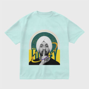 lowkey-diljit-dosanjh-mint-blue-front-regular-oversized-tshirt