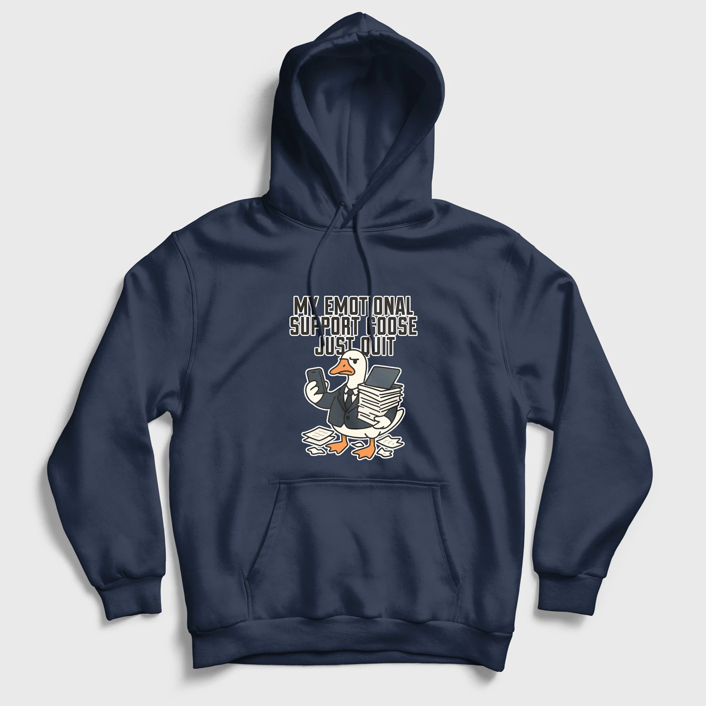 emotional-support-goose-regular-hoodie-navy-blue-front