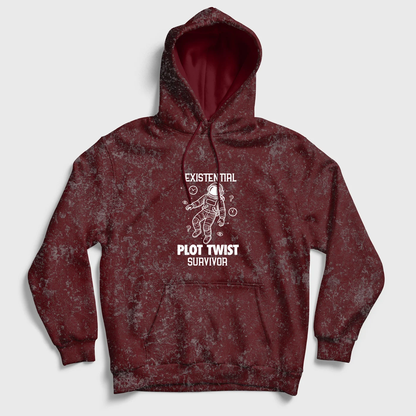 existential-plot-twist-survivor-acid-washed-hoodie-maroon-front