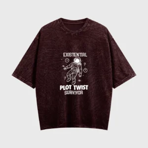 existential-plot-twist-survivor-acid-washed-oversized-t-shirt-front-maroon