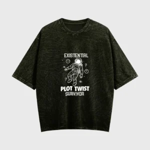 existential-plot-twist-survivor-acid-washed-oversized-t-shirt-front-olive-green
