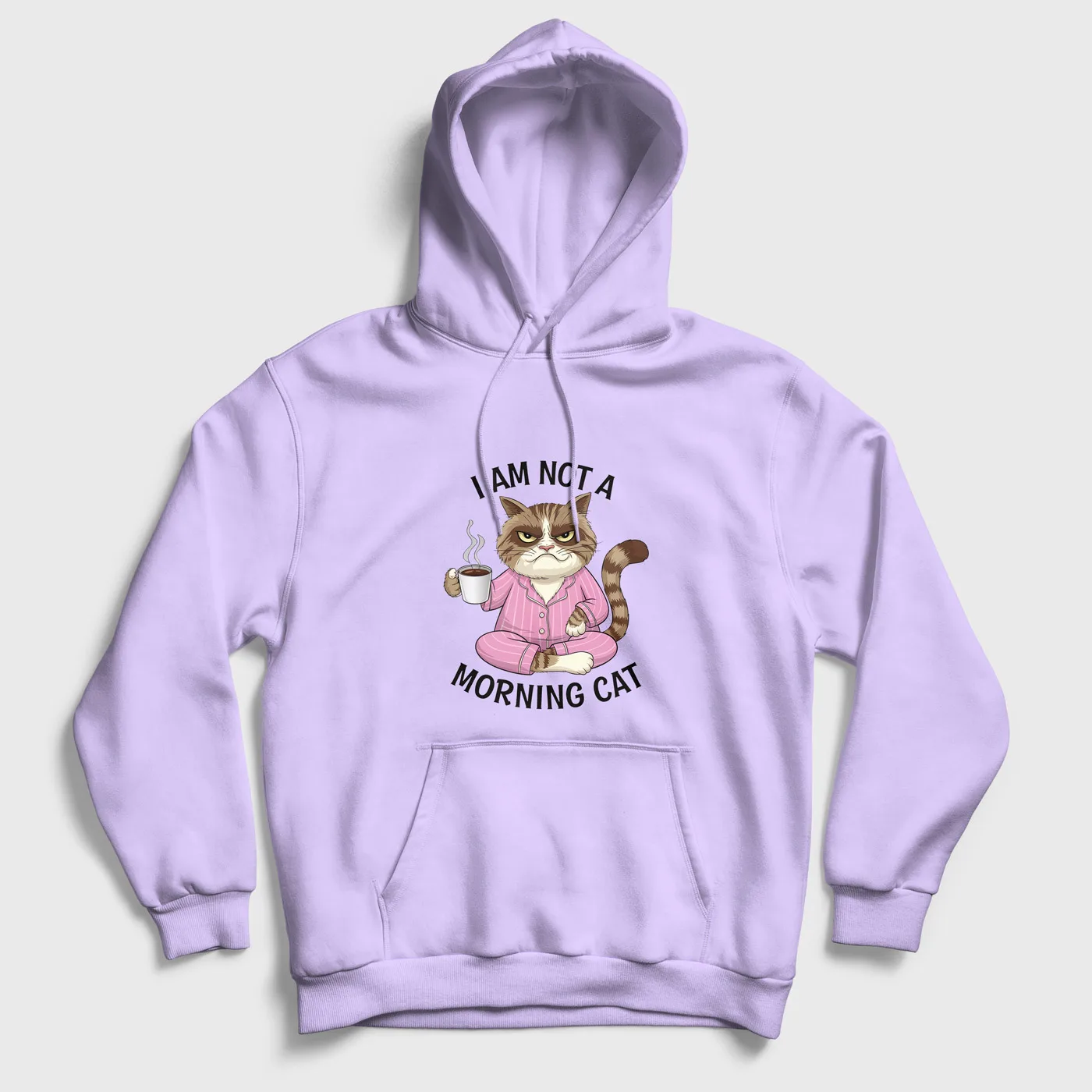 im-not-a-morning-cat-regular-hoodie-lavender-front